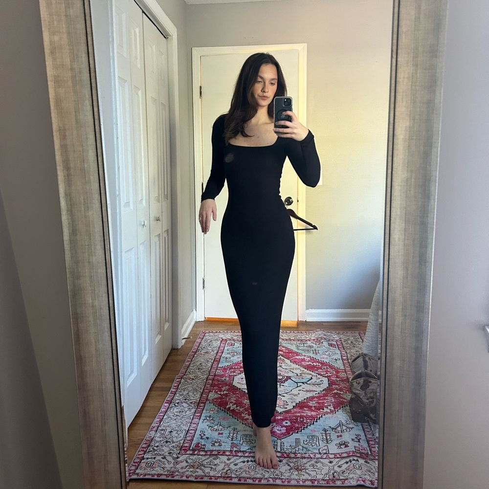 Long Sleeved Black Skims Dress